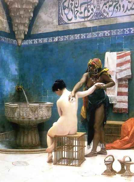 Moorish Bath Oil Painting by Jean-Leon Gerome