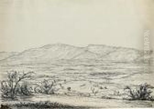 View Of A Broad Valley With A Distant Settlement Oil Painting by Raphael Lamarr West