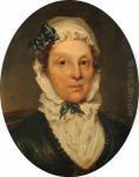 Portrait Bust Length Reputed To Be Of Mrs Macdremot. Oil Painting by Raphael Lamarr West