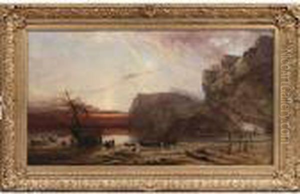 Marina Con Barche Oil Painting by William Edward West