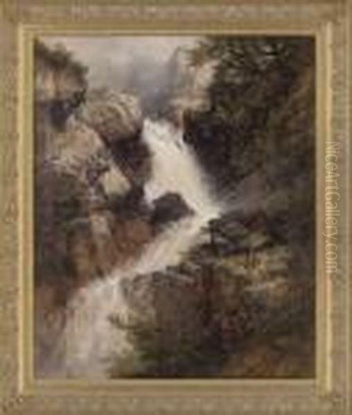 The Waterfall Oil Painting by William Edward West