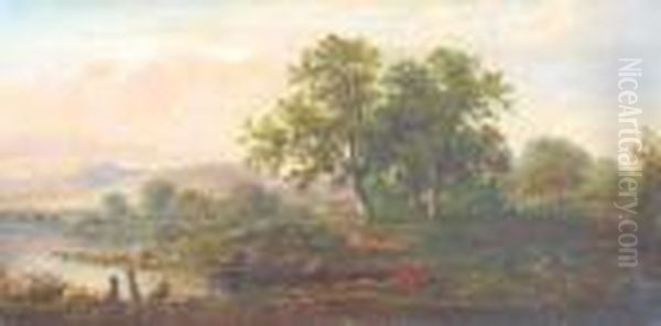 The Banks Of The Dee Oil Painting by J. Westall