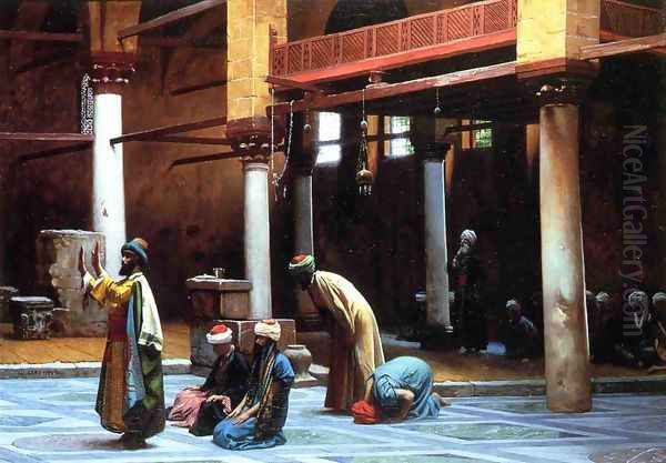 Prayer In The Mosque Oil Painting by Jean-Leon Gerome