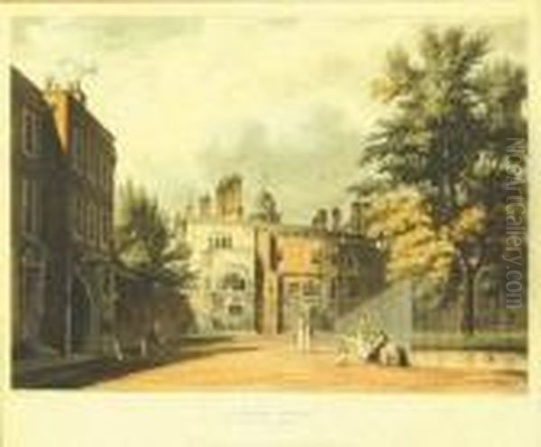 Westall (william) Charter House From The Square; Charter House From The Play Ground Oil Painting by William Westall