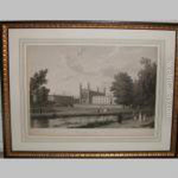 Kings College And Clare Hall, Cambridge Oil Painting by William Westall