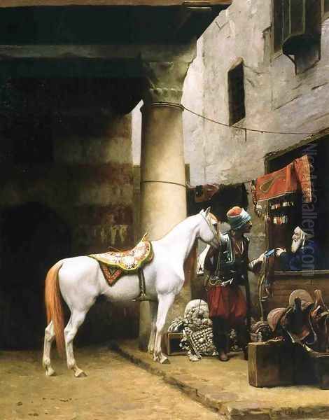 Arab Purchasing a Bridle Oil Painting by Jean-Leon Gerome