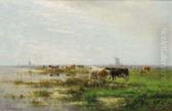 Grazing Cattle Oil Painting by Cornelis I Westerbeek