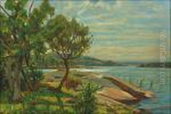 Idyllic View From The Aland Islands Oil Painting by Victor Westerholm