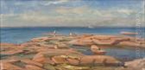 Rantakallioita Ahvenanmaalla. Oil Painting by Victor Westerholm