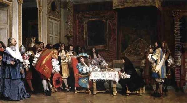 Louis XIV and Molière Oil Painting by Jean-Leon Gerome