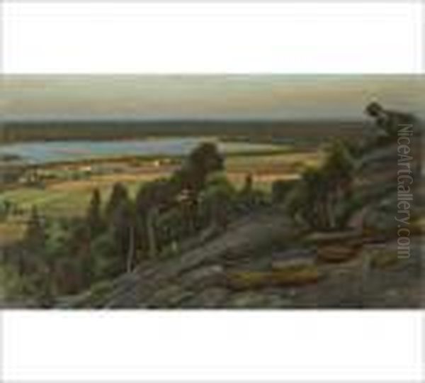 View From Knutsboda Aland Oil Painting by Victor Westerholm