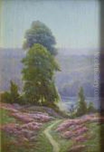 Spring Landscape With Pathway And River In Distance Oil Painting by Victor Westerholm