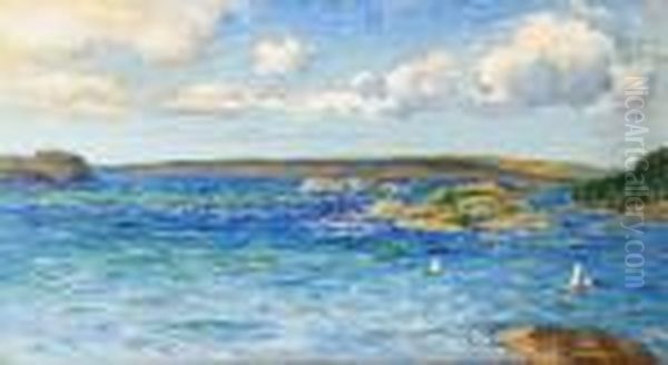 Kustlandskap Med Segelbatar Oil Painting by Ingeborg Westfelt-Eggertz