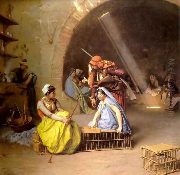 Almehs playing Chess in a Café Oil Painting by Jean-Leon Gerome