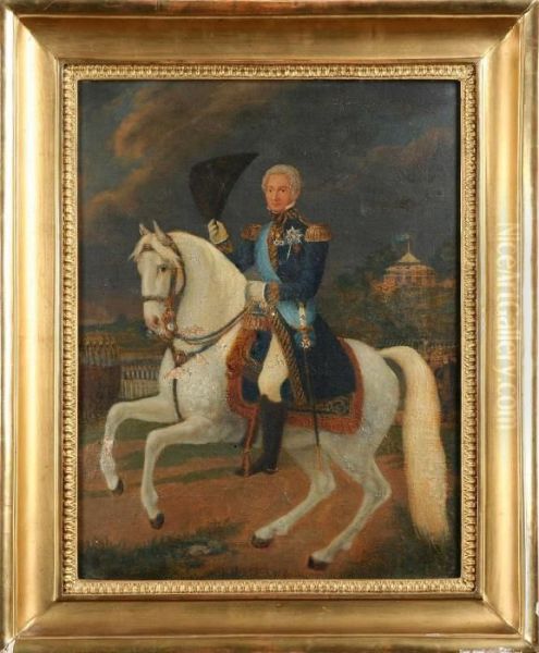 Karl Xiv Johan Till Hast Oil Painting by Fredrik Westin