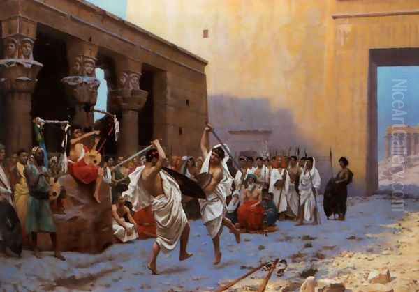 The Pyrrhic Dance (or Sword Dance Before Egyptian Ruins) Oil Painting by Jean-Leon Gerome