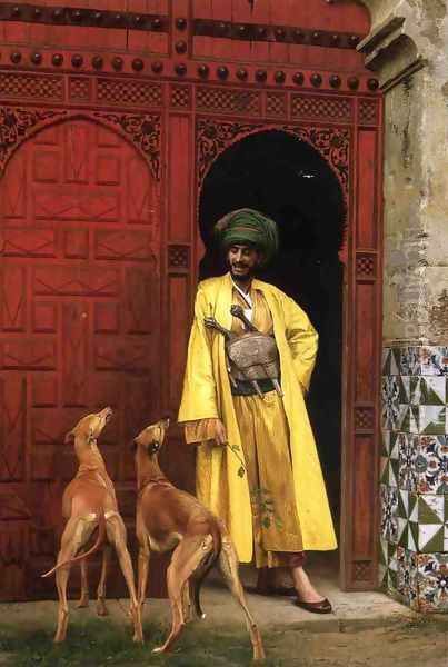 An Arab And His Dogs Oil Painting by Jean-Leon Gerome