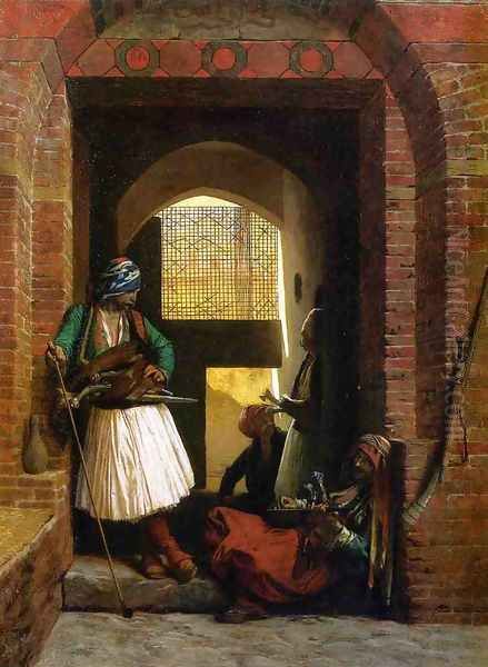 Arnauts Of Cairo At The Beb En Nasr Oil Painting by Jean-Leon Gerome