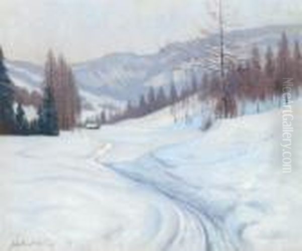 Grey Winter Day Oil Painting by Adalbert Wex