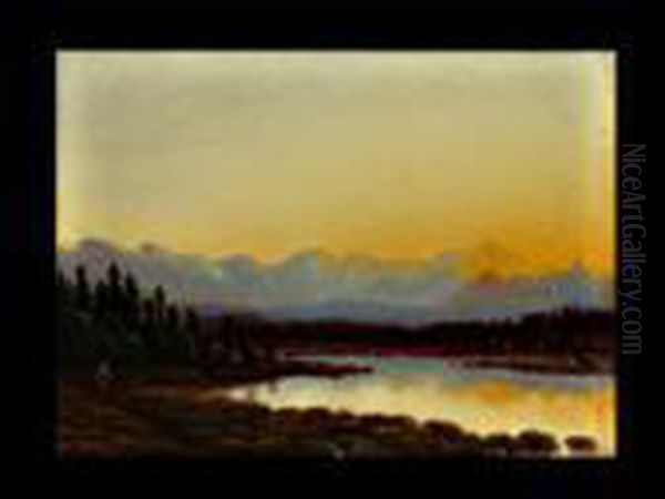 Abendstimmung An Einem Bayerischen Voralpensee Mitbergkette Oil Painting by Adalbert Wex