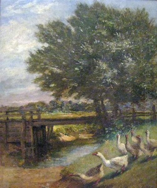 Geese Oil Painting by Max Weyl