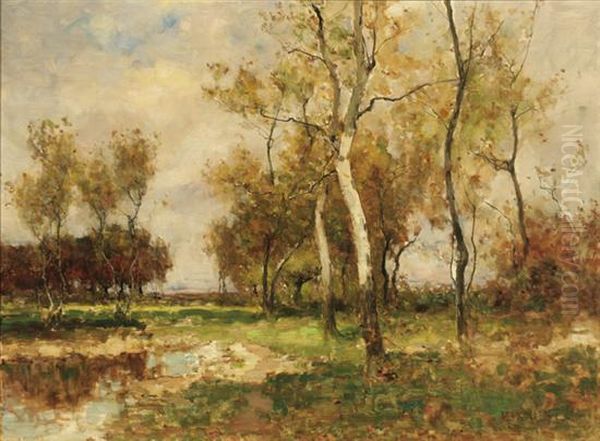 Woodland Landscape Oil Painting by Max Weyl