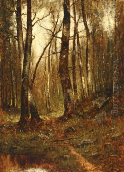 Wooded Landscape Oil Painting by Max Weyl