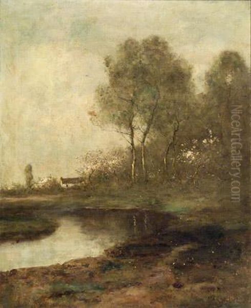 Spring River Landscape Oil Painting by Max Weyl