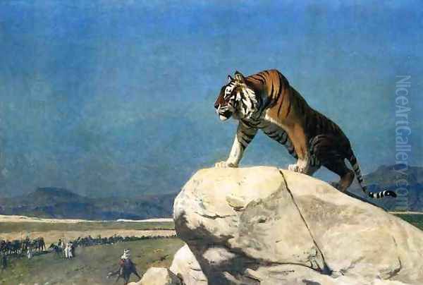 Tiger On The Watch Ii Oil Painting by Jean-Leon Gerome