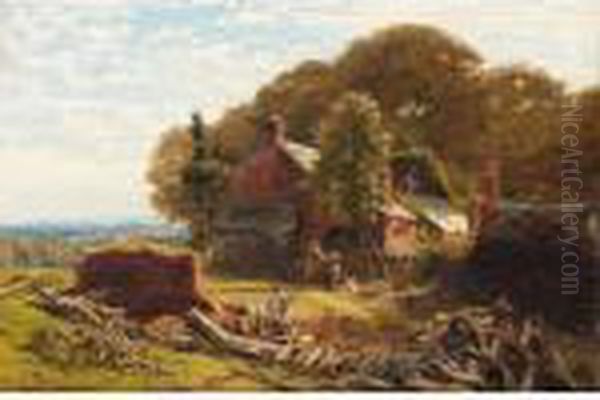 The Cottager's Yard Oil Painting by James Whaite