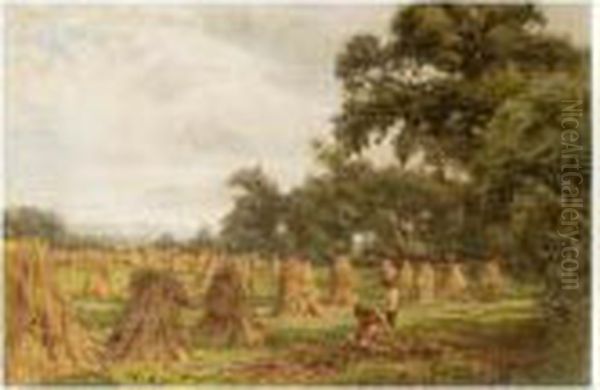 Haymaking Oil Painting by James Whaite