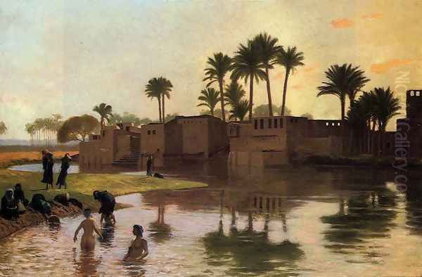 Bathers by the Edge of a River Oil Painting by Jean-Leon Gerome