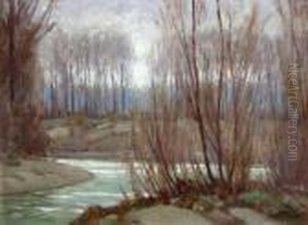 Depicting Autumn Interior Woods With Pond Oil Painting by Clifton A. Wheeler