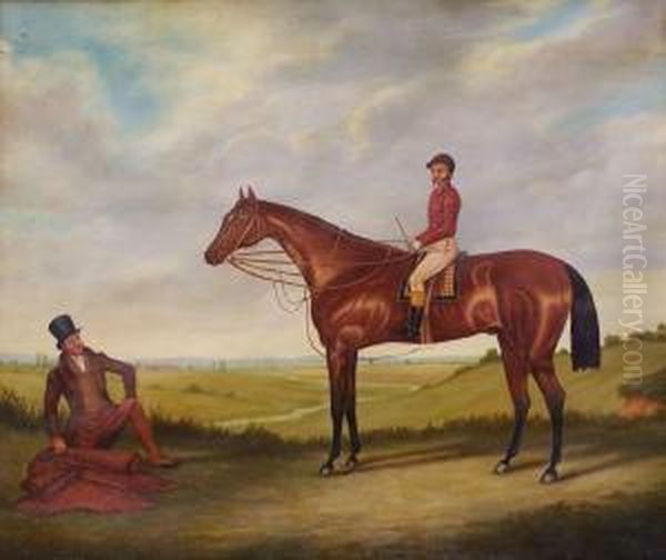 Jockey Auf Seinem Rennpferd In Weiter Landschaft Oil Painting by John Arnold Wheeler