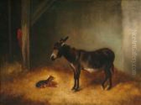 Donkey And Dog Oil Painting by John Arnold Wheeler