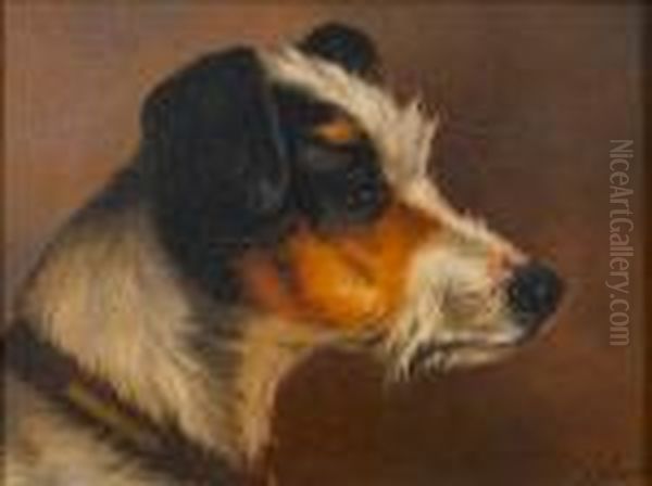 Head Of A Terrier Oil Painting by John Arnold Wheeler