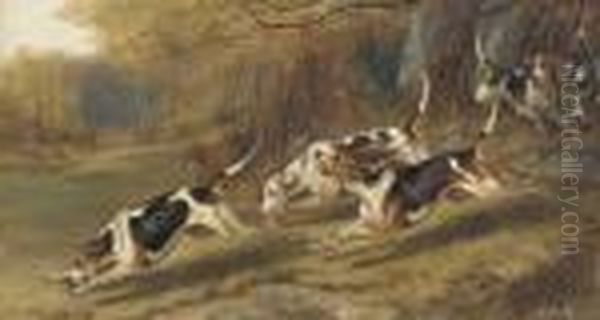 Hounds At Full Cry Oil Painting by John Arnold Wheeler