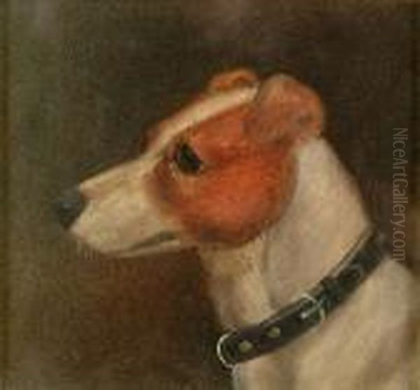 Portrait Of A Tan And White Terrier And Companion Piece, Oil On Board, A Pair Oil Painting by John Arnold Wheeler