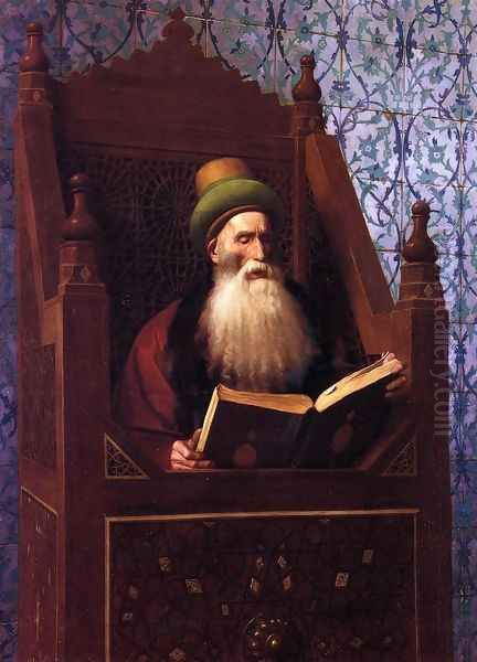 Mufti Reading in His Prayer Stool Oil Painting by Jean-Leon Gerome