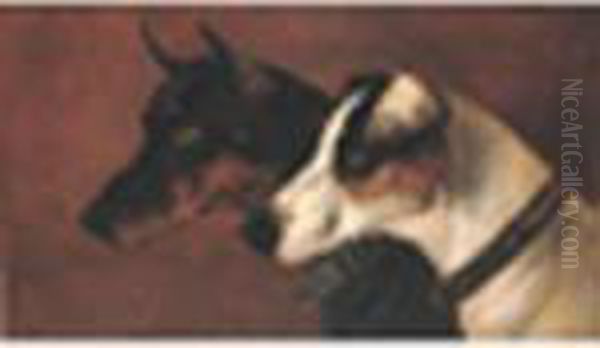 Two Terriers Oil Painting by John Arnold Wheeler