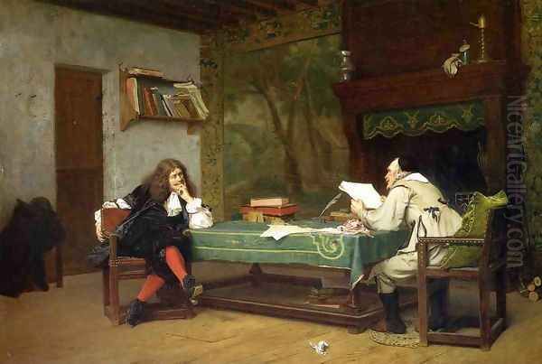 A Collaboration - Corneille and Molière Oil Painting by Jean-Leon Gerome