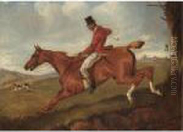 A Huntsman In Full Cry Oil Painting by Of John Alfred Wheeler