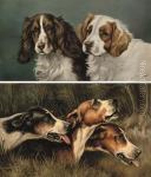 Best Friends; And Hounds On The Scent Oil Painting by Of John Alfred Wheeler