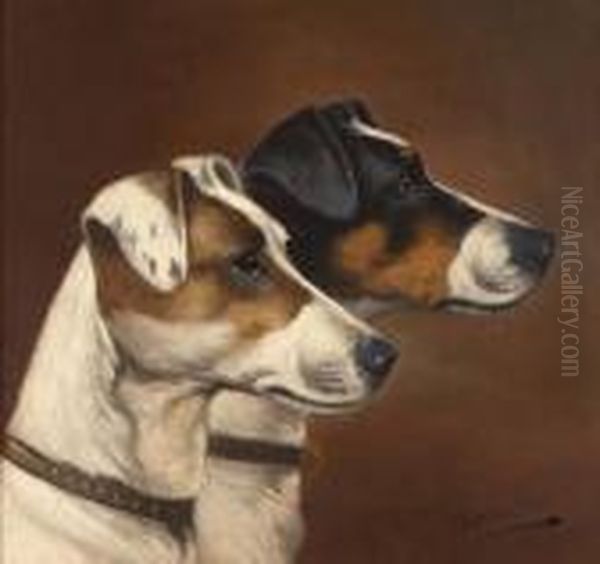 A Pair Of Terriers Oil Painting by Of John Alfred Wheeler