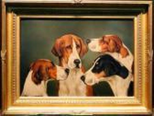 Four Hounds Oil Painting by Of John Alfred Wheeler