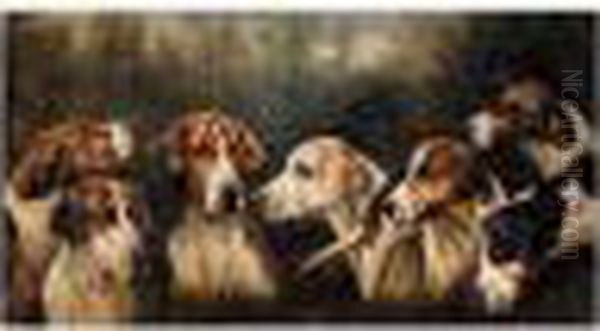 Study Of Hounds Oil Painting by Of John Alfred Wheeler