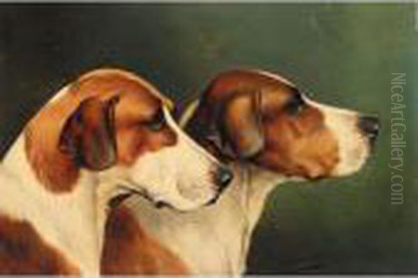 Two Hounds Oil Painting by Of John Alfred Wheeler