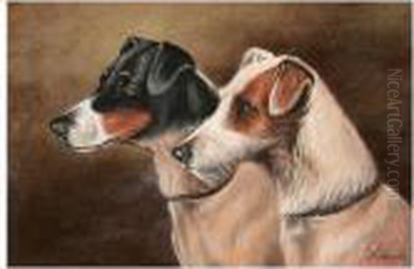 A Pair Of Terriers Oil Painting by Of John Alfred Wheeler