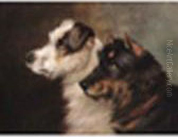 Terriers; A King Charles Spanie Oil Painting by Of John Alfred Wheeler