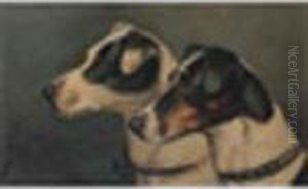 Headstudies Of Terriers Oil Painting by Of John Alfred Wheeler